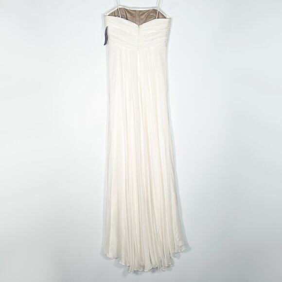 Carmen Marc Valvo Silk Organza Ivory Beaded Strapless Gown Long Dress NWT - Picture 7 of 15